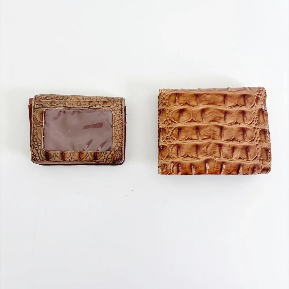 BRAHMIN SET OF 2 ALLIGATOR CROCODILE WALLETS BROWN